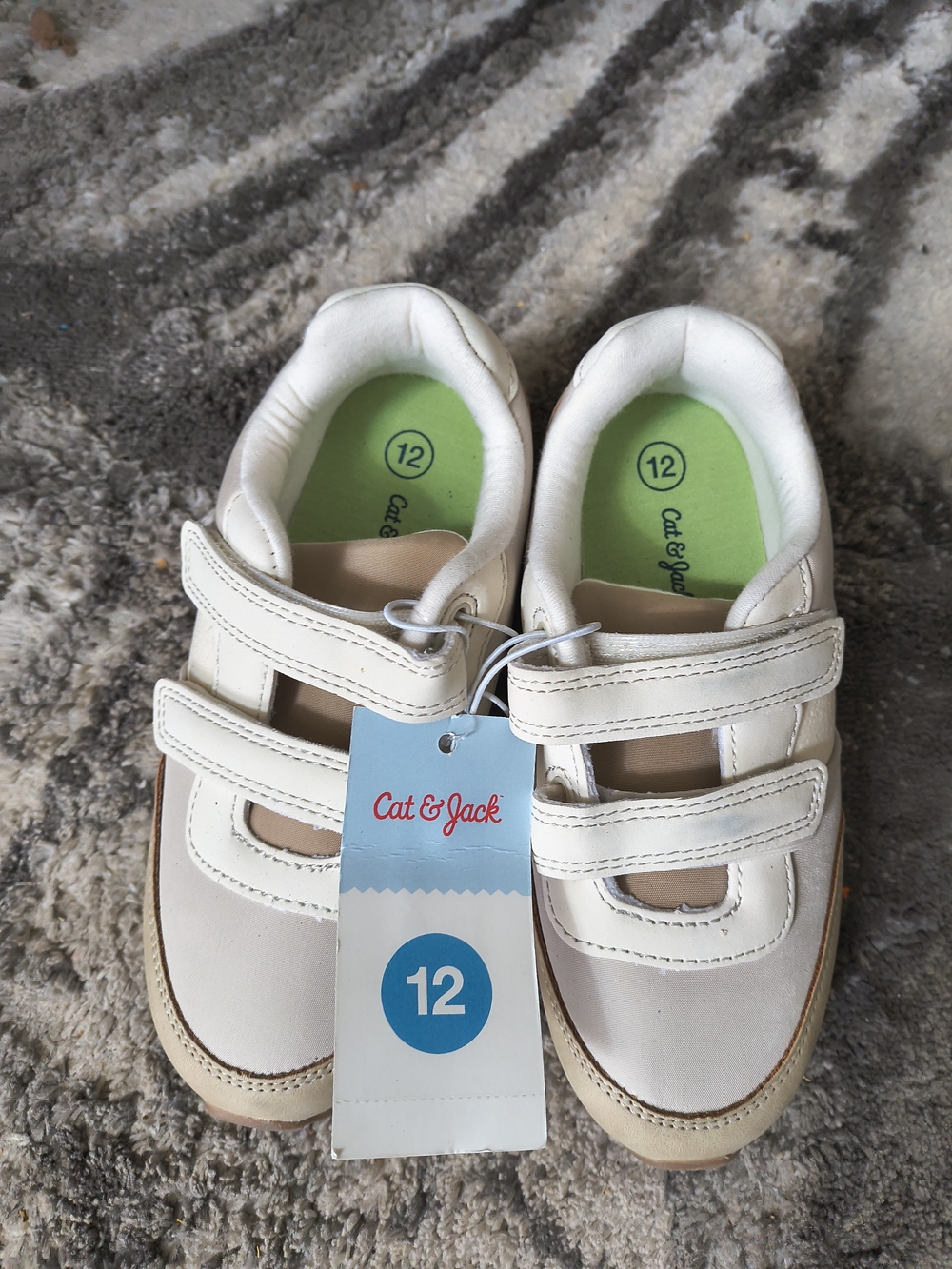 Cat & Jack Kids' Cream Velcro Sneaker - Size 12
